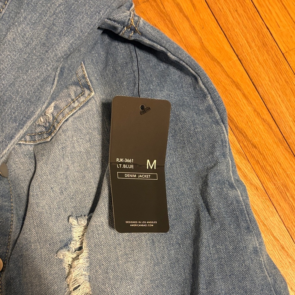 American Bazi Light Blue Oversized Denim Jacket Label Detail - Picture 4 of 10